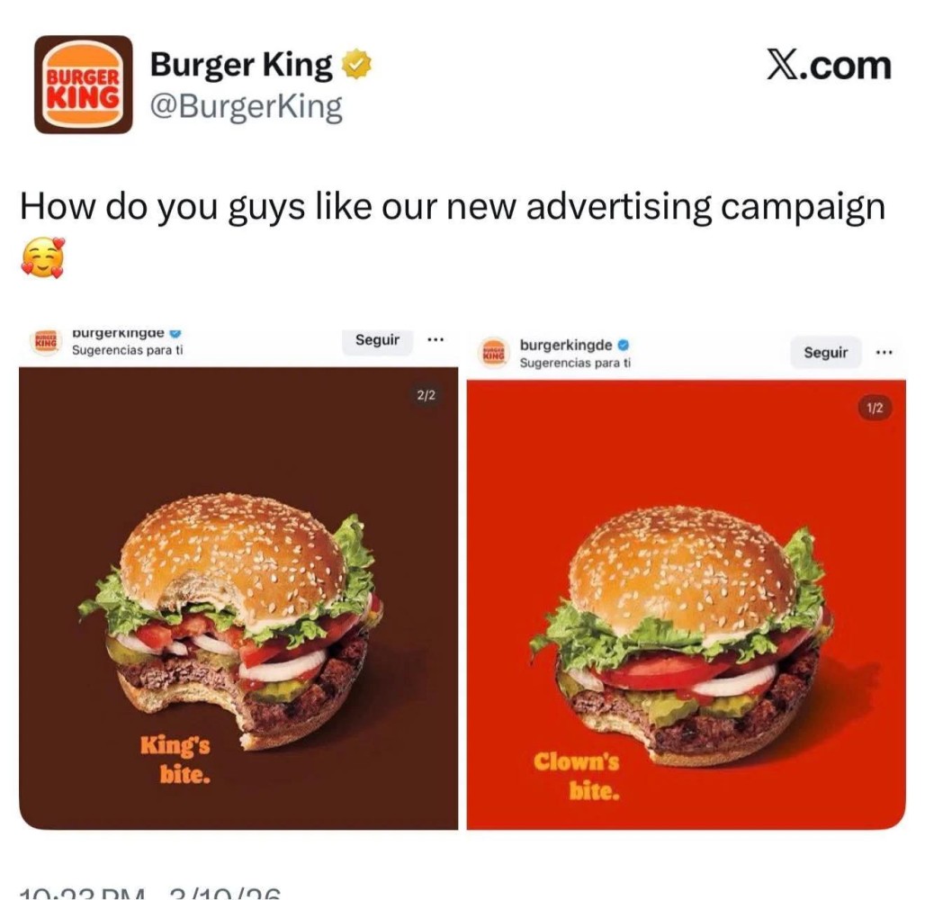 Burger King ad taking a shot at McDonald's